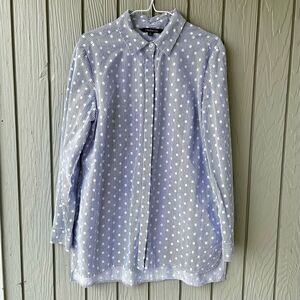 Chadwicks 100% Cotton Blue White Striped Tunic Blouse, Size M